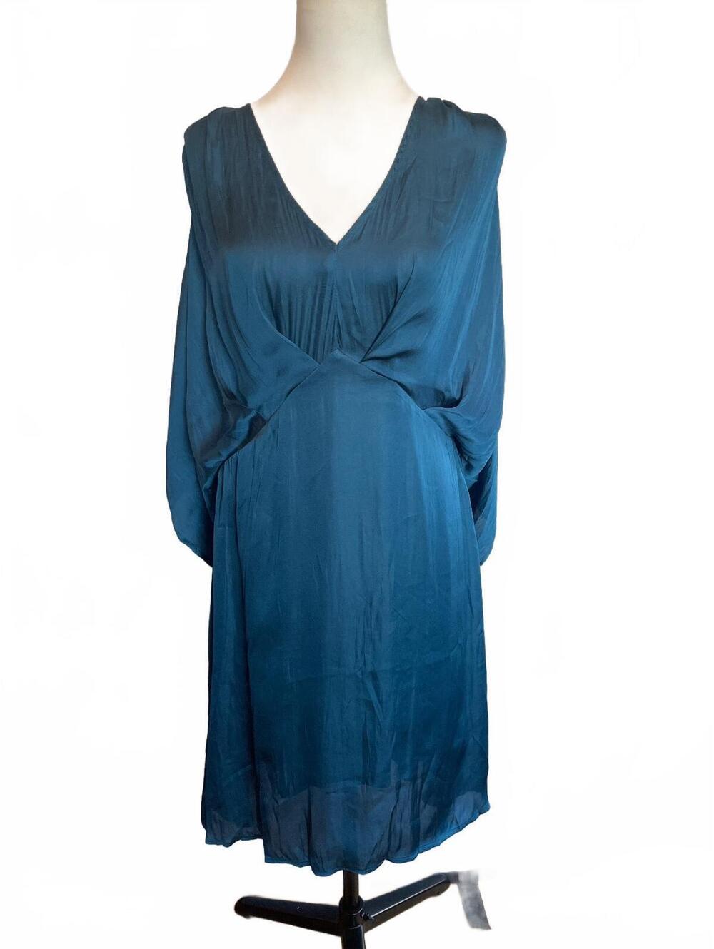 Teal L Dolman Flowy Dress Boho Chic Goddess Fairy Dark Romantic Whimsigoth NWT